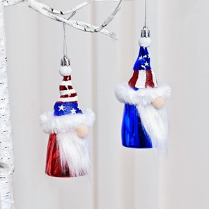Patriotic gnome ornaments with sequins and white beards for Independence Day decoration