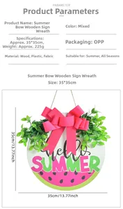 Spécifications de la couronne en bois pastèque Hello Summer avec taille et matériaux