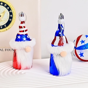 Independence Day gnome ornaments with glitter star hats and festive plush beard details