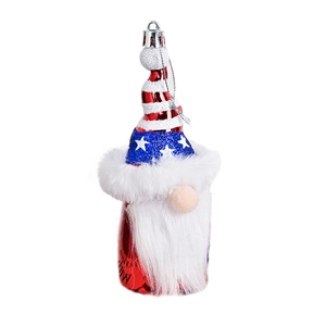 Patriotic USA independence day gnome hanging ornament with stars and stripes design