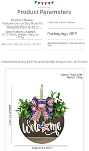 Detailed size specifications for Independence Day welcome sign with dimensions 35x40x5cm