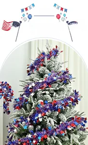 Patriotic red, white, and blue tinsel garland with stars for Independence Day decor