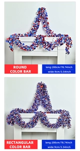Detail of red white and blue July 4th party garlands in round and rectangular styles