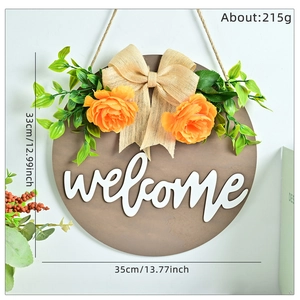 Dettaglio del cartello di benvenuto rustico con misure 35cm x 33cm per pareti casa