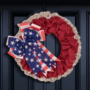 Giorno Dell'Indipendenza Ghirlanda Di Juta Bandiera Americana Decorazione Porta Rosso Blu Beige Stelle Strisce Per Casa Festa