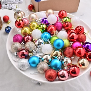 Set of colorful 3cm Christmas ornaments with matte, glossy, and glitter textures