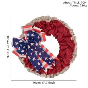 Ghirlanda patriottica del 4 luglio con fiocco USA, decorazione per porta da 40x38cm