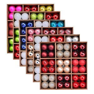 72-piece colorful Christmas ball ornament set in kraft box with mixed finishes and sizes