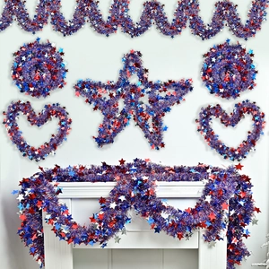Patriotic red white and blue star garland kit for Independence Day party wall decoration