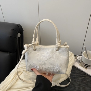 Sac à Main en Dentelle Brodée de Papillon pour Femme Élégant Sac Bandoulière Floral en Dentelle Polyvalent avec Sangle