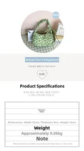 Detailed size specifications of the green floral pleated nylon shoulder bag with dimensions