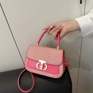 Sac à Main de Luxe en Patchwork Tissé pour Femmes Sac Carré Bandoulière Élégant Avec Boucle en Métal Doré Poignée Supérieure Mode d'Été