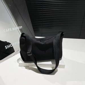 Sac Bandoulière Décontracté Simple Couleur Unie pour Hommes Femmes Léger Tissu Sac Cabas Style Rue Sac À Épaule Avec Fermeture Éclair