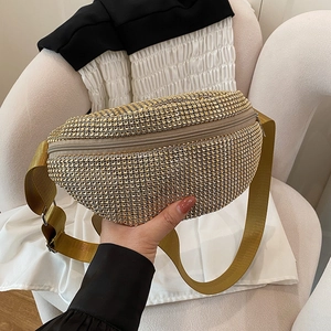 Women's Fashion Sparkling Rhinestone Crossbody Bag With Wide Adjustable Strap Casual Glitter Small Square Shoulder Bag