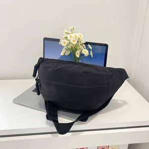 Sac Bandoulière Unisexe en Nylon Style Coréen Minimaliste Léger Couleur Unie Sac de Poitrine Portable Avec Tirette Tissée