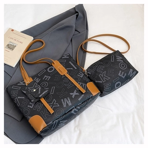 Ensemble de sacs cabas trois pièces avec imprimé logo, pochette et mini sac