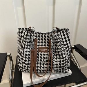 Women Large Capacity Tote Bag Canvas Shoulder Bag Animal Print Zebra Houndstooth Butterfly Pattern Fashion Commuter Handbag