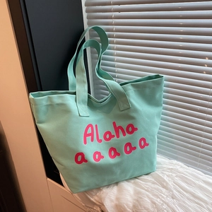 Women's Casual Canvas Tote Bag Large Capacity Letter Print Shoulder Bag Trendy Chic Daily Handbag For Women Street Style