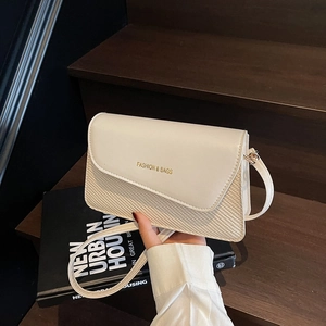 Women Minimalist PU Leather Woven Contrast Square Crossbody Bag Fashion Bags Lettering Stitching Commute Shoulder Bag