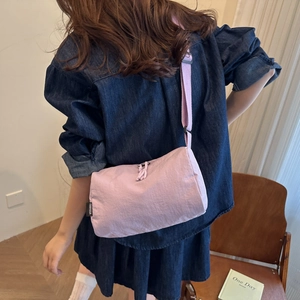 Minimalist light purple nylon crossbody bag with large capacity and FANYISSA brand label