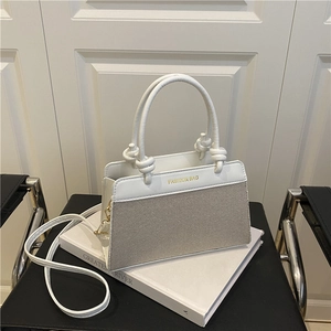 Trendy Women PU Leather Splicing Handbag With Knot Handle Daily Korean Style Crossbody Shoulder Bag Messenger Purse