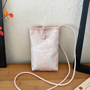 New Chinese Style Jacquard Silk Crossbody Phone Bag For Women Traditional Landscape Pattern Vintage Shoulder Bag Handbag