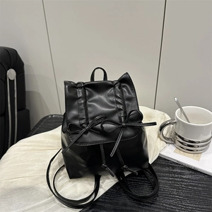 Women's Mini Bow Backpack PU Leather Korean Style Small School Bag For Fashion Daily Commuting Casual Shoulder Bag