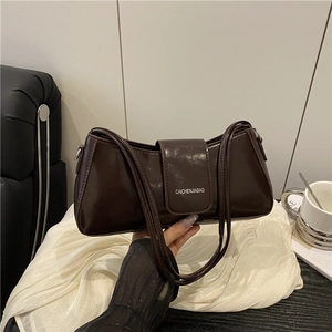 Women Retro PU Leather Underarm Bag Fashion Solid Color Shoulder Bag Glossy Stitching Crossbody Bag Handbag For Everyday