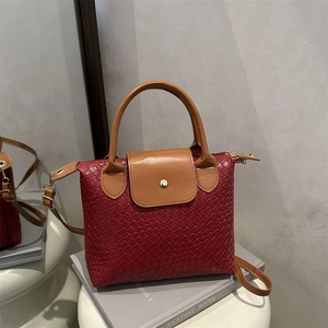 Women Contrast Woven Tote Bag Urban Handbag With PU Leather Handle Crossbody Shoulder Bag Fashion Commute Purse