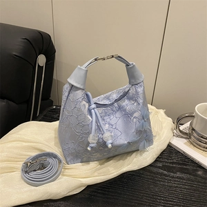 Borsa a Tracolla da Donna Elegante in Pizzo con Ricamo a Farfalla Dolce Floreale Decorazione 3D Borsa a Mano Romantica con Perle