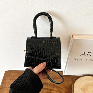Elegante Mini Borsa a Tracolla da Donna con Motivo Coccodrillo Pelle PU Borsa a Mano Satchel Semplice Tinta Unita Piccola Quadrata