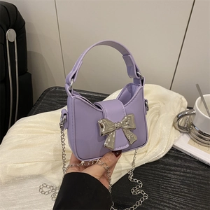 Nouveau Sac à Main Exquis Mini Nœud Papillon pour Femmes Enfants Couleurs Bonbons en Cuir PU Chaîne Sac Bandoulière Petit Sac Carré