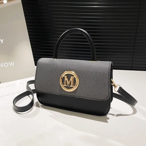 Sac Bandoulière Rétro en Cuir PU Patchwork pour Femme Sac à Main Carré à la Mode Avec Logo Lettre M en Métal Bandoulière Réglable Élégant