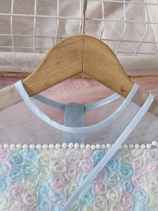 Girl's rainbow mesh princess dress with pastel mesh roses and pearl neckline detail