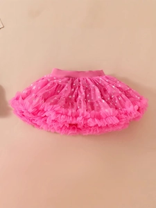 Baby Girls Star Print Tutu Skirt Elastic Waist Multi Layer Mesh Princess Cake Skirt For Birthday Party Kids Clothes