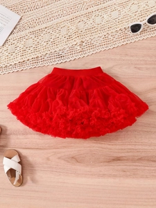 Girls Multi Layer Tulle Tutu Skirt Polyester Mesh Puffy Half Skirt For Toddlers Kids Party Performance Clothing