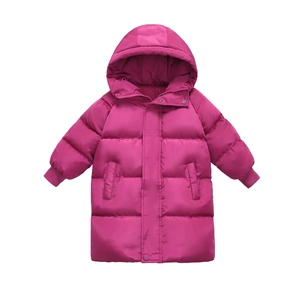Detail view of pink winter parka with ribbed windproof cuffs and secure zipper closure