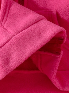 Girl's thick rose pink fleece hooded jacket with soft texture and matching zipper