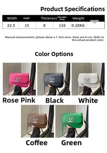 Spécifications de taille détaillées et options de couleurs du sac bandoulière en PU
