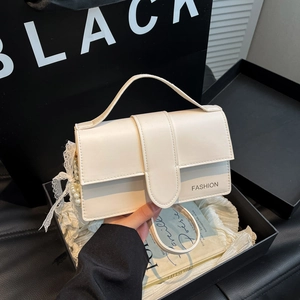 Women Fashion PU Leather Crossbody Bag Small Square Handbag Artificial Pearl Lace Pendant Letter Print Solid Color Shoulder Bag