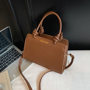 Women Elegant Crocodile Embossed PU Leather Handbag Street Fashion Square Crossbody Bag With Adjustable Shoulder Strap