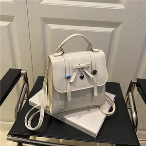 Preppy Style PU Leather Bowknot Small Backpack For Women Sweet Heart Pendant Fashion Shoulder Crossbody Student Book Bag