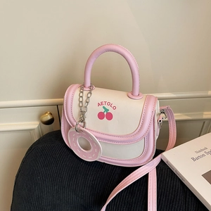 Sacoche Selle en Cuir PU Haute Qualité pour Femmes Imprimé Cerise Sac en Bandoulière Avec Charme Beignet Sac à Épaule AETOLO