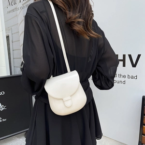 Minimalist white semi-circle crossbody phone bag with slim shoulder strap for women