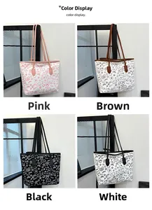 Collage of graffiti canvas tote bags in pink, brown, black and white colors