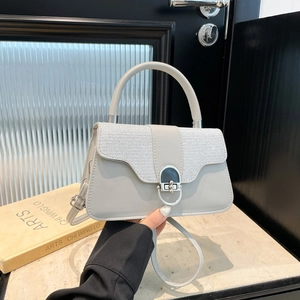 Elegant Women PU Leather Handbag Shiny Glitter Flap Shoulder Bag Versatile Rhinestone Crossbody Bag Square Evening Party Purse