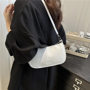 Stylish white crocodile pattern underarm bag for women with minimalist shoulder strap