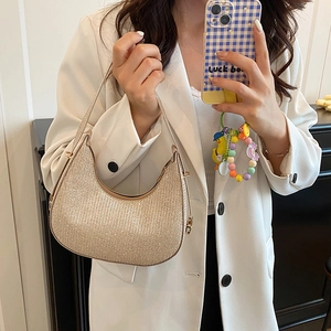 Sac hobo chic à paillettes or champagne pour femme avec bandoulière réglable élégante