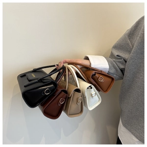 Detailed display of five color options for this luxury faux leather flap handbag