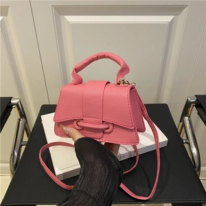 Women Lychee Pattern PU Leather Mini Crossbody Bag Fashion Trapezoid Small Square Shoulder Bag With Handle For Daily Street Style